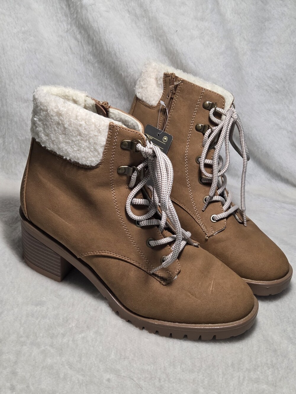 A MTL 1980 Heeled Urban Style Cozy Lace-Up Tan Boots for Women